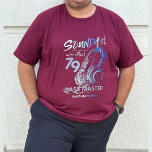 Polera algodon burdeo audifonos m corta - Imagen 1