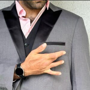 Smoking gris con pantalon gris - Imagen 3